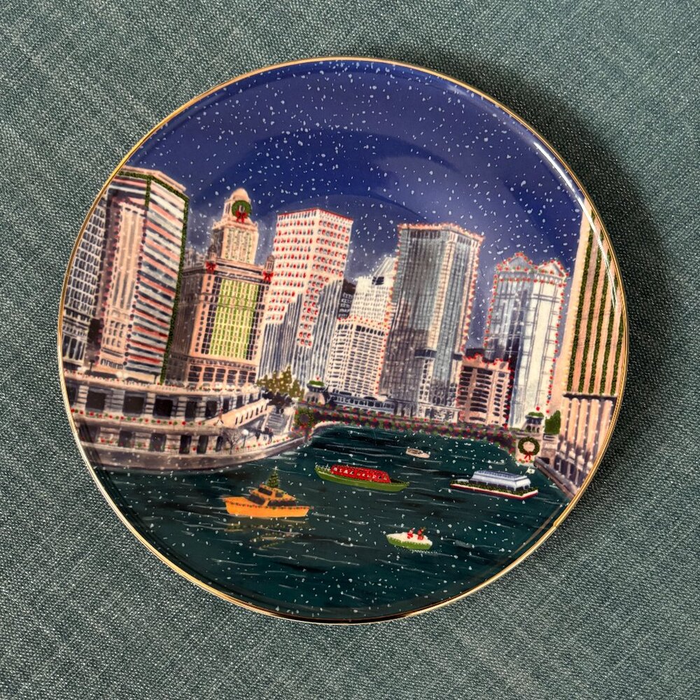 Anthropologie Holiday In The City Dessert Plate - Chicago 2025 NWT